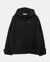 Huen ハイネック ダッフル オーバーサイズ ウール フードミディコート