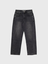 Tapered Round Denim Pants Grey