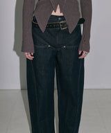 COLOR BLEACH WIDE DENIM PANTS