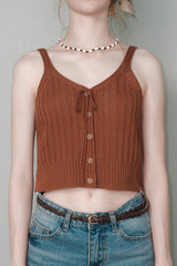 クロシェットニットベスト[Brown]