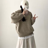 Disco Pop Duc Thick Sleeve Punching V-Neck Knit