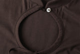 Ribbon hole top - brown