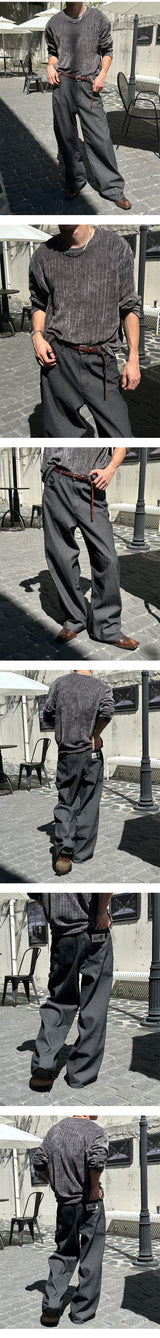 [UNISEX] ピンストライプカーペンターデニムパンツ
