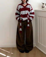 Bowling Corduroy Wide Leg Snap Button Pants