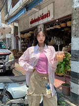 ビューティーピンクストラップノースリーブTシャツ