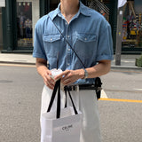 LMN Hey BioWashing Short-Sleeved Denim Shirt (3 colors)