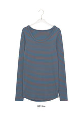 ケア ストライプ レイヤード ロングスリーブ Tシャツ