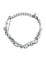  White leather chain layered bracelet