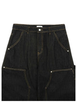 Non-faded double-knee carpenter denim pants
