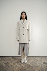 Fuzzy heavy wool coat, Light grey