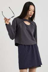 コットンレイヤード長袖Tシャツ, Charcoal