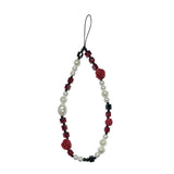 ROSE Blend Crystal Beaded Strap Red / Phone Bag Charm Flower Gift
