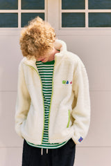 KIRSH X MISAKI KAWAI FLEECE MIX PATCH STADIUM MEN JACKET [IVORY]