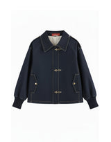 Nova Gold Button Short Denim Blouson Jacket