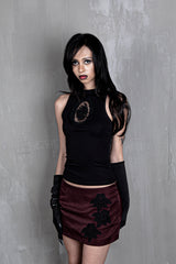Rose Satin Mini Skirt #Wine