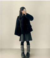 Bomi A-line pleated check midi skirt 