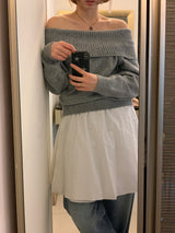 [MADE] ぽニアオフショルダー二ット
