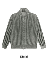 Terry Pigment Ribbed Knit Zip-Up