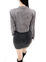 1059. Star stud suede crop jk (2color)