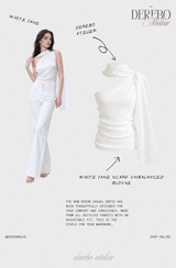 White Jane Scarf Unbalanced Blouse