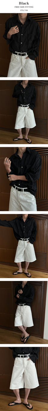 [Unisex] リンクルオーバーフィットシャツ(2color)