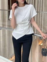 Chable Shirring Wrap Span Short Sleeve T-Shirt