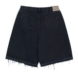 Washed denim shorts/black