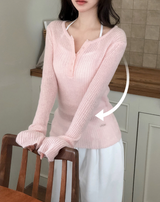 DE Slim Wool Rib Henry Neck Knit (6color)