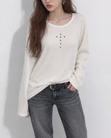 (UNISEX) リベット リブ ロングスリーブ