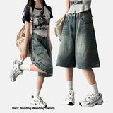 Shumi waistband denim wide Bermuda shorts [Short & basic choice]