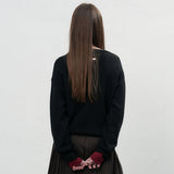レイヤードVネックニットプルオーバー [BLACK]