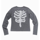 「Limited item」Lace Bone Angel Long Sleeve - Chacoal
