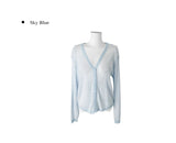 Hyujin Button See-Through Knit Cardigan