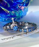 BLUE CUBIC CROWN RINGS