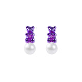Petit Bear Pearl Earrings_Purple