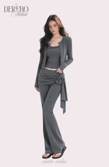 レナ ストラップ トレーニング スリーピースセットアップ (set-up + cardigan + sleeveless pants)