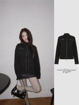 London black denim casual zip-up jacket