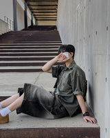 Patchwork Half Shirt Jacket