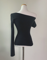 Gateni shirring unbal top (dark gray)