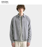 Crop Check Long Sleeve Shirt Cool Gray