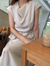 De Mer Drape Shirred Long Dress / 2 colors