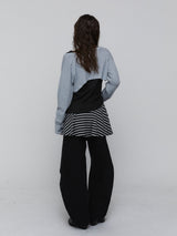 Striped Mini Skirt_Charcoal
