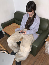 ルツピンタックコットンワイドパンツ