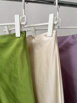 color silk flare midi skirt