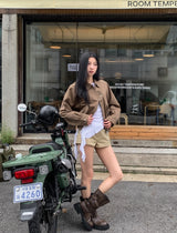 Modney pintuck tail shirring long sleeve