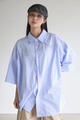 STRIPE STUD SHORT-SLEEVE SHIRT