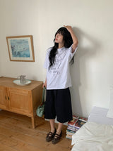 [unisex] ハチ ボーイフィット バミューダ デニムパンツ