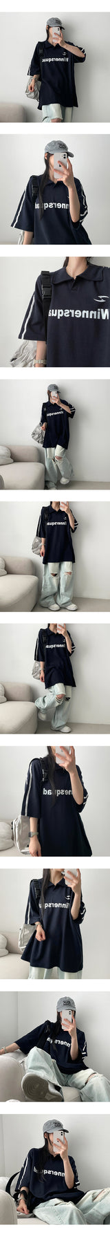 RUTOM Two-Line Collar Short Sleeve Tee