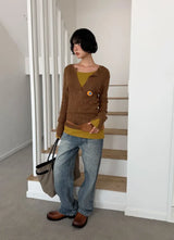 HENLEY BUTTON SLIM KNIT