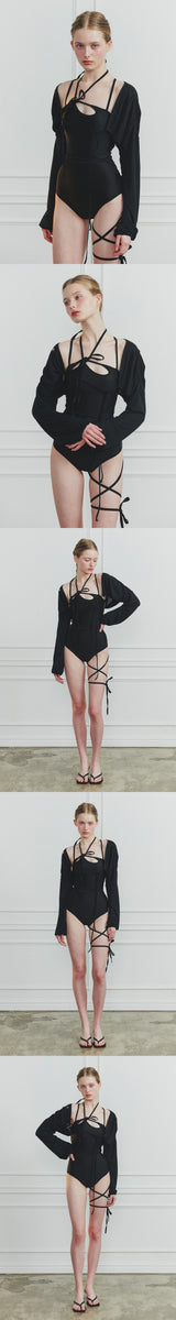 DREAMY SHIRRING BOLERO black